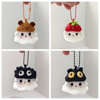 Porte-clés Kawaii en tricot fait main, petit fantôme, accessoires de voiture, cadeau décoratif, jouets de couture et de tissage