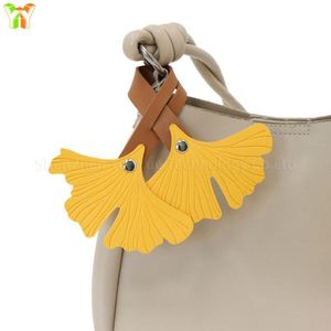 PU Leather Ginkgo <b>Leaf</b> Light Keychain Charm Cute Car Hanging Ornament Durable High Quality - Product Image 2