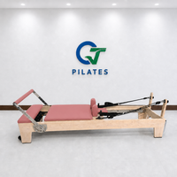 Mesin Pilates Reformer Kayu Maple Solid Dusty Rose untuk Pemulihan Pasca Melahirkan, Kebugaran Wanita, dan Kelas Studio Boutique