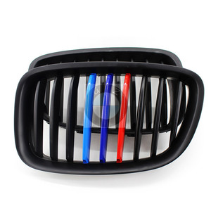 Parrilla Delantera para BMW Serie 5, Plástico ABS Negro Mate con Franjas Azules y Rojas para Parachoques 2010-2015 - Product Image 1