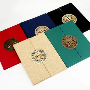 <span class=keywords><strong>Menu</strong></span> di matrimonio classico in lino personalizzato con <span class=keywords><strong>Design</strong></span> della lista dei vini in stile etnico in stile cinese <span class=keywords><strong>Menu</strong></span> triplo copre il ristorante - Product Image 1