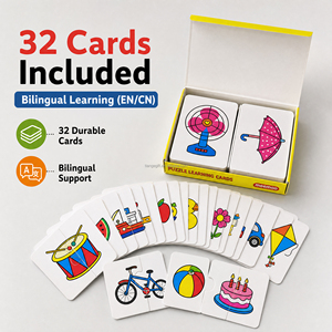 32 cartes flash de puzzle assorties pour enfants, jouets éducatifs précoces pour tout-petits, cartes de jeu pour l'apprentissage et la reconnaissance du vocabulaire quotidien - Product Image 2