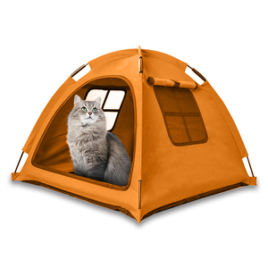 2024 Venta caliente plegable 2 en 1 con almohada acolchada extraíble pequeña tienda de cama para mascotas para gatos de interior liquidación tienda cálida para gatos - Product Image 4