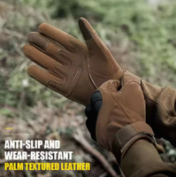 Gants tactiques pour hommes à doigts entiers en cuir ottoman tricoté, résistants à l'usure, anti-impact, pour sports de plein air et entraînement de sécurité