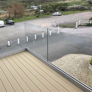 Balustrade de balcon en verre sans cadre, style minimaliste moderne, pour appartements, verre trempé de sécurité avec base de balustrade en aluminium en forme de <span class=keywords><strong>U</strong></span> - Product Image 4