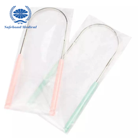 Grattoir à langue en forme de U, mini, en acier inoxydable, ensemble de grattoirs en plastique, pour adultes et enfants, hygiène buccale portable, marque OEM, bleu/rose