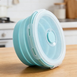 Lonchera Plegable de Silicona Libre de BPA, Apta para Microondas, Contenedor Portátil de Almacenamiento de Alimentos Bento, para la Escuela, Picnic, Campamento - Product Image 2