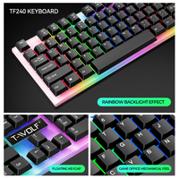 T-WOLF TF240 4-in-1 Kabelgebundenes Gaming-Zubehör-Set 104-Tasten RGB Regenbogen-Hintergrundbeleuchtete Tastatur Gaming-Maus Headset für PC Desktop Laptop