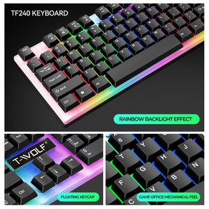<span class=keywords><strong>Ensemble</strong></span> de périphériques de jeu filaires T-WOLF TF240 4 en 1, <span class=keywords><strong>clavier</strong></span> rétroéclairé RVB à 104 touches, <span class=keywords><strong>souris</strong></span> de jeu, <span class=keywords><strong>casque</strong></span> pour PC, ordinateur portable - Product Image 4