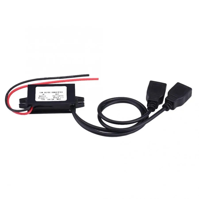 3A DC 12V to DC 5V Dual USB Adapter Converter Module for Sports & Entertainment Car Motorcycle Phone Charging