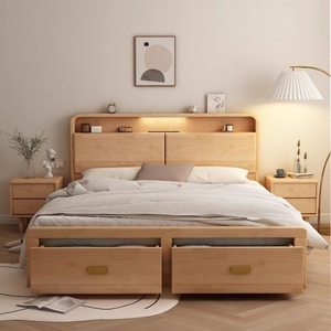 Giường ngủ cao bằng gỗ nguyên khối có thể tùy chỉnh, kích thước 1,8 mét, cỡ Queen/King, có ngăn kéo, giường đôi có ngăn chứa đồ - Product Image 6