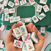 Tuiles de Mahjong Américain Tropical Cabana Garden, 160 pièces, 3 couches, en acrylique, motif floral rose et vert, pour le marché américain