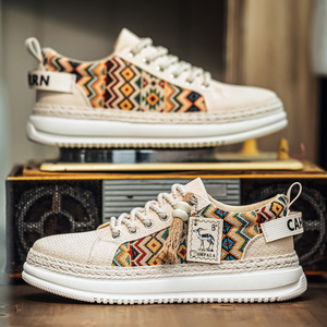 Zapatos de lona para hombre, modelo nuevo de verano 2026, transpirables, de tela fina de lino, estilo deportivo, con suela gruesa que aumenta la altura. - Product Image 2