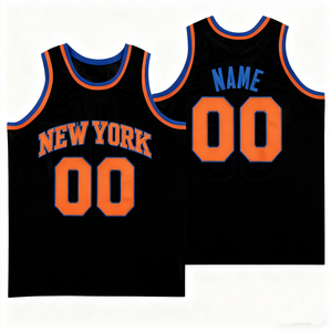 Jersey Basket Kustom Bordir Berkualitas Tinggi Gaya New York USA Bahan Mesh Polyester Seragam Olahraga Latihan Jalanan - Product Image 1