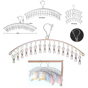 Séchoir à linge en acier inoxydable 201 avec 10 pinces, étendoir multi-prises anti-rouille pour sous-vêtements et chaussettes - Product Image 3
