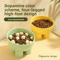 Gamelle surélevée pour animaux de compagnie à 4 pieds en forme de patte d'éléphant, 450 ml, en plastique, anti-déversement, pour la protection du cou du chat, vente en gros transfrontalière