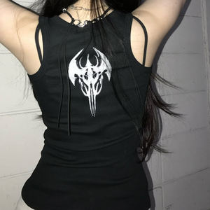 Vente en gros de camisoles pour femmes, respirantes, en tricot, style streetwear hip-hop, couleur unie, design punk sans manches - Product Image 5