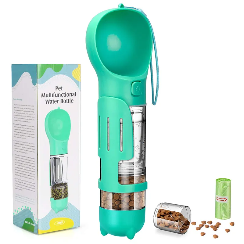 Bouteille d'eau Portable 4 en 1 de 300ml, avec sac de rangement des déchets et conteneur d'aliments pour chiens, utilisé pour les chiots, les chats, etc.