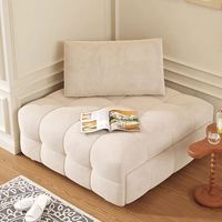 Sofá Cama Multifuncional Extensible Individual GEDO 2026, Estilo Wabi Sabi Cream Puff, Tela con Relleno de Esponja