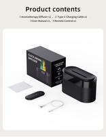 Diffuseur d'arômes avec réveil, lumière de flamme 3D, humidificateur ultrasonique à brume froide 150 ml, USB, utilisation hôtelière, fonctionnement silencieux, pour chambre à coucher et table de chevet