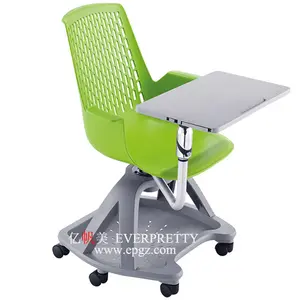 现代办公家具塑料旋转人体工程学办公桌椅，带折叠书写垫