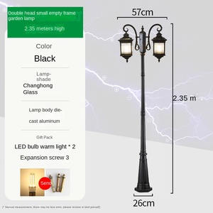 Lampadaire de jardin extérieur en fer avec abat-jour en verre LED, lumière blanc chaud 2700K, IP66, non-démontable, AC 220V, capteur de mouvement, alimenté par énergie solaire, 10 ans de garantie - Product Image 5