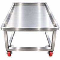 Banc de travail robuste en acier inoxydable avec roulettes, double étagère en acier inoxydable 304, table de travail mobile, fabricant sur mesure