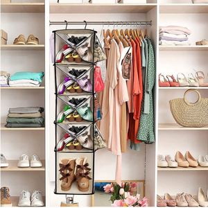 Placard suspendu organisateur étagères de rangement pour placard 5 étagères poches latérales hauteur réglable marche ou pépinière/enfants/RV/camping-car/dortoir - Product Image 2