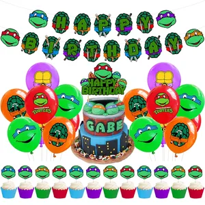 Cartoon Turtle Birthday Party Decorations Cartoon Party Supplies Green American Comics Turtles Theme Decorations for Kids X6171