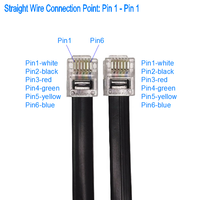 Cable Telefónico Plano CAT 3 RJ12 6P6C de 3 Metros, Color Negro