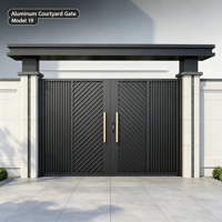 Portail de Villa à Double Battant en Alliage d'Aluminium Style Chinois Moderne Minimaliste à Commande Manuelle Modèle Chunyue 0366