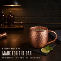 Vente en gros de tasses à Moscow Mule en acier inoxydable plaqué cuivre, 18 oz, avec poignée, tasse à café, idéale pour les réunions de famille