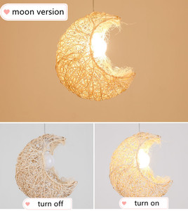 Lampadario Artistico in Rattan, Lampada Rotonda a Nido d'Uccello, Lampada in Paglia e Bambù, Illuminazione Creativa Idilliaca Giapponese Retrò per Balcone e Ristorante - Product Image 6