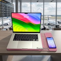 Nouvelle Housse pour Ordinateur Portable 15W à Charge Rapide Sans Fil avec Batterie Externe, Étui en Cuir Premium pour Ordinateur Portable, Idéal pour les Voyages d'Affaires, Breveté