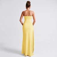 Robe d'été sexy sans bretelles avec jupe irrégulière à la hanche Longueur au sol Taille naturelle Méthode de tissage non tissé