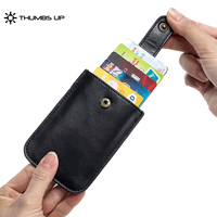 Dompet Pendek Kulit THUMBS-UP dengan Kancing, Tipis, Anti-RFID, dan Tempat Kartu Kulit Tipe Tarik