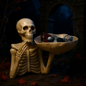 Skull Tray Ornament Bowl Skeleton Decorative Tray Resin Gothic Style Halloween Indoor Outdoor Home Decor Accent Piece - Product Image 2