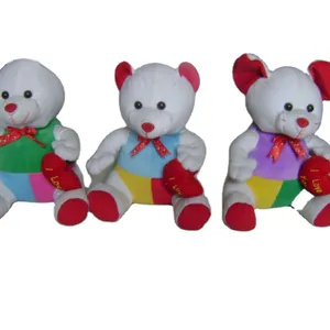 25cm promotional customized stuffed plush rabbit/bear/mouse(mice) animal toy with red bowtie&heart shape pillow