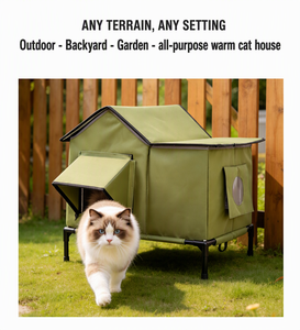 Waterproof Heated Fabric Pet <b>House</b> Indoor <b>Outdoor</b> <b>Cat</b> Bed Cottage Enclosed Small Animal Shelter Winter Use - Product Image 5