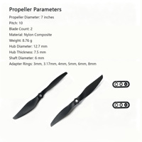 Hélice en nylon composite à 2 pales E-7X10 7x10 à pas élevé pour avion électrique RC à voilure fixe, drone FPV, pièces FPV