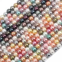 Perles de coquille rondes pour bijoux DIY, amples, de 6/8/10/12MM, couleurs mélangées, pour Bracelet, bricolage, livraison gratuite