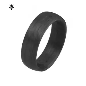 Brushed Finish Pure Carbon Fiber Mens Wedding Band Minimalist Carbon Ring