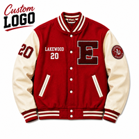 Blouson universitaire en cuir d'hiver coupe oversize et carrée, faible MOQ, broderie lourde personnalisée, épaules tombantes, style Letterman, OEM