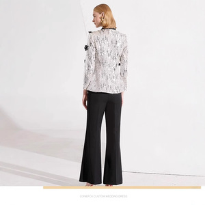 2025 nueva llegada conjunto de traje de moda para <span class=keywords><strong>mujer</strong></span> chaqueta con lentejuelas pantalones de pierna ancha traje <span class=keywords><strong>juvenil</strong></span> - Product Image 3
