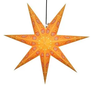 Trendy Handmade Yellow 3D Printing Paper 7 Points Star Light Lampshade For Festival Decoration