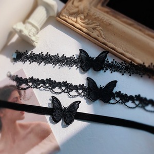 Japanische koreanische schwarze Spitze verstellbare Choker Samt Schmetterling Halskette Trendy Stoff Accessoires für Frauen für Party oder Geschenk - Product Image 2