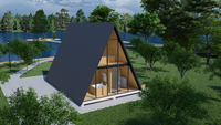 Maison préfabriquée en forme de A, certifiée CE ISO, structure en acier galvanisé Q235B Q355B, chalet de vacances triangulaire de luxe, maisonnette en kit