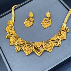 Juego de Joyería Nupcial Africana de Lujo en Oferta, con Diseño Geométrico, Chapado en Oro, para Bodas al por Mayor en Dubái y el Medio Oriente - Product Image 5