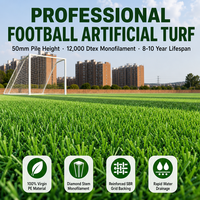 Gazon de football à drainage rapide, gazon de terrain de soccer bicolore vert pour terrains scolaires