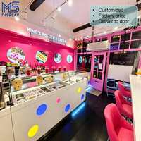 Gekühlte Eiscreme-Vitrine mit LED-Farbdisplay für Dessert-Kioske, Bubble-Tea-Läden und Süßwarengeschäfte